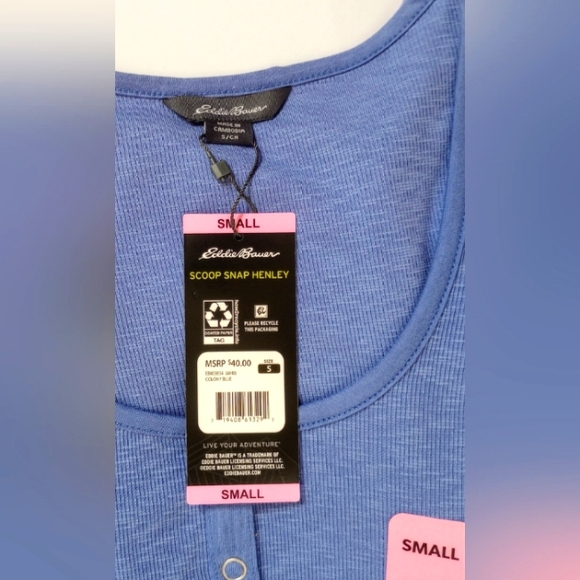 NWT Women's Eddie Bauer Henley long sleeve top, blue, small - Picture 8 of 8